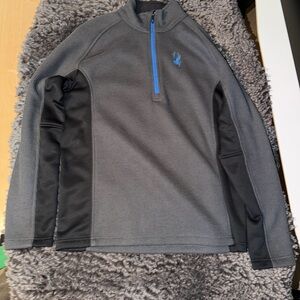 Spyder Men's Gray and Black (Blue accents) 1.4 Zip Sweater with Blue Accent